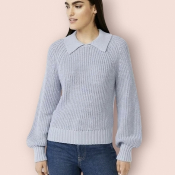 NWT Free Assembly Knit Sweater Size Small Clean Girl Aesthetic Baby Blue Cotton - Picture 1 of 5